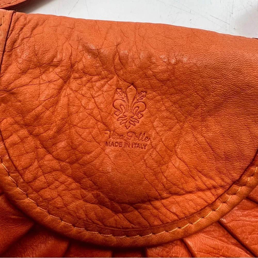 vera pelle orange genuine leather shoulder bag L120-38 - Picture 6 of 6